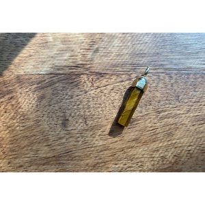 {{{ SOLD }}} Luis Morais Solid 14k Gold Tiger’s Eye Bolt Pendant Amulet Charm